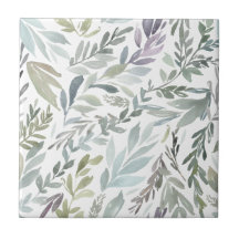 Aquarela Botânica Azul Verde Elegante