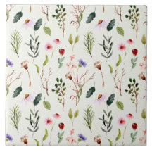 Aquarela de flores silvestres brancas e rosadas el