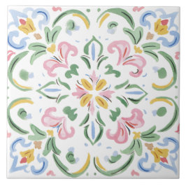 Azulejo De Cerâmica Aquarela de Jardim Folclórico