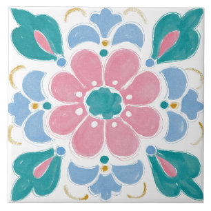Azulejo De Cerâmica Aquarela de Jardim Folclórico