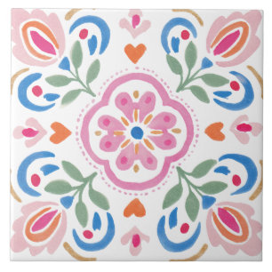 Azulejo De Cerâmica Aquarela de Jardim Folclórico