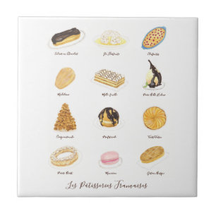 Azulejo De Cerâmica Aquarela de Pâtisserie Françaises