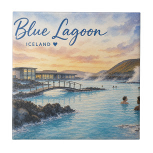 Azulejo De Cerâmica Aquarela do banho termal Blue Lagoon Islândia