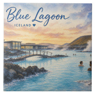 Azulejo De Cerâmica Aquarela do banho termal Blue Lagoon Islândia