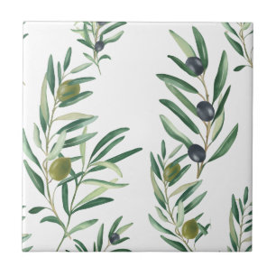 Azulejo De Cerâmica Aquarela Estilo Country Francês Padrão Verde Oliva