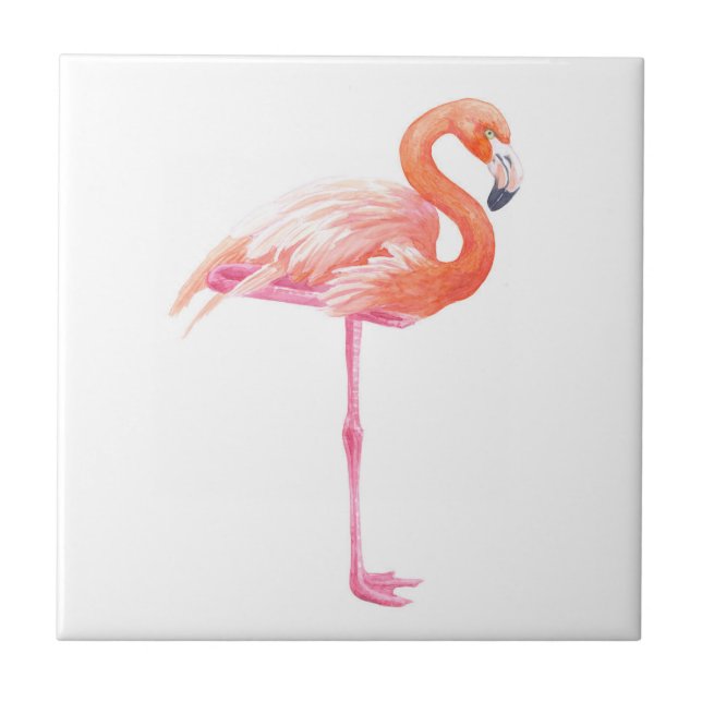 Azulejo De Cerâmica Aquarela Flamingo (Frente)