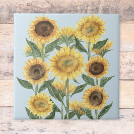 Azulejo De Cerâmica Aquarela Floral de Girassol Amarelo