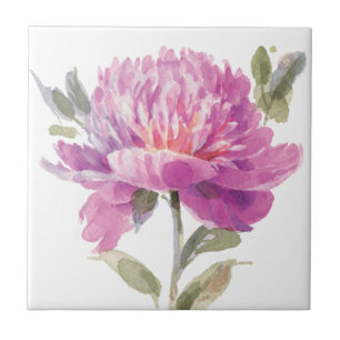 Azulejo De Cerâmica Aquarela Floral Rosa Elegante