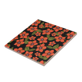 Azulejo De Cerâmica Aquarela floral vermelha