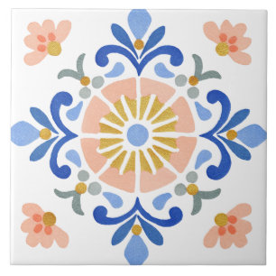 Azulejo De Cerâmica Aquarela Jardim Folclórico