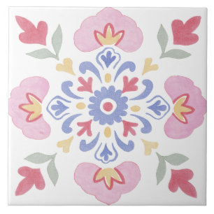 Azulejo De Cerâmica Aquarela Jardim Folclórico