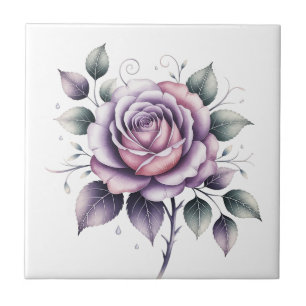 Azulejo De Cerâmica Aquarela moderna e elegante rosa lavanda linda