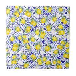 Azulejo De Cerâmica Aquarela País Francês Azul Limão