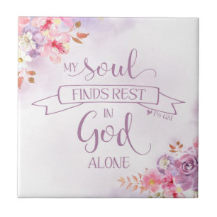 Azulejo De Cerâmica Aquarela Que Minha Alma Encontra Descanso, Ps 62:1