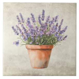 Azulejo De Cerâmica Aquarela Rústica de Lavanda