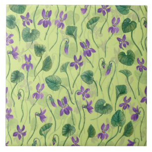 Azulejo De Cerâmica Aquarela violetas sobre melão