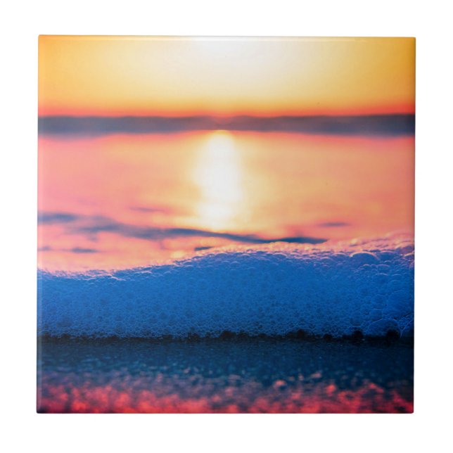 Azulejo De Cerâmica Aquarelas, praia e mar, céu (Frente)