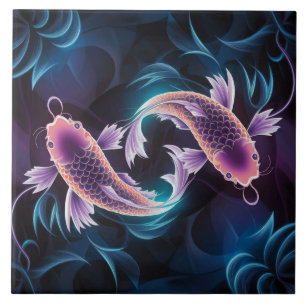 Azulejo De Cerâmica Aquário de Peixes Exóticos Coloridos e Translúcido
