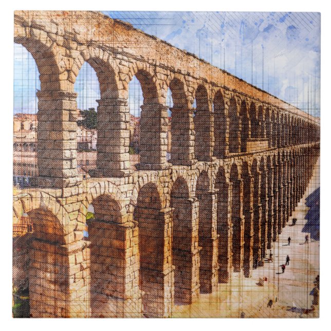 Azulejo De Cerâmica Aqueduto Romano, Segóvia. Espanha. (Frente)