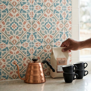 Azulejo De Cerâmica Arabesco Terroso Azulejo de Mosaico em Aquarela