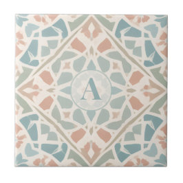Azulejo De Cerâmica Arabesco Terroso | Letra Personalizada em Mosaico