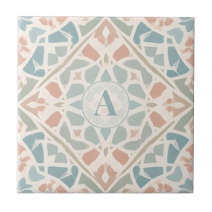 Azulejo De Cerâmica Arabesco Terroso Letra Personalizada em Mosaico
