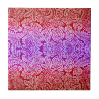 Azulejo De Cerâmica Arabesque do Victorian, HALYDON em vermelho & em