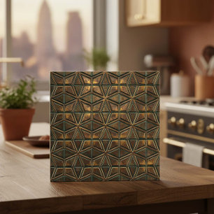 Azulejo De Cerâmica Arabesque Starburst: Bronze Oxidado #11 ID1227