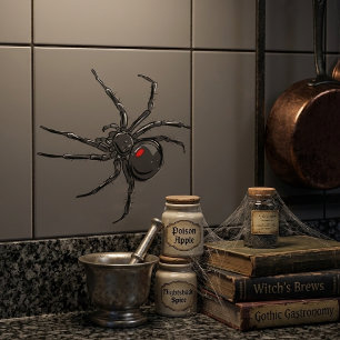 Azulejo De Cerâmica Aranha Viúva Negra Desenho Original Arte