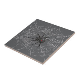 Azulejo De Cerâmica Aranha Viúva Negra e Desenho de Teia de Aranha Art
