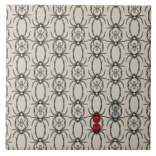 Azulejo De Cerâmica Aranhas - Branco Osso e Preto Bato
