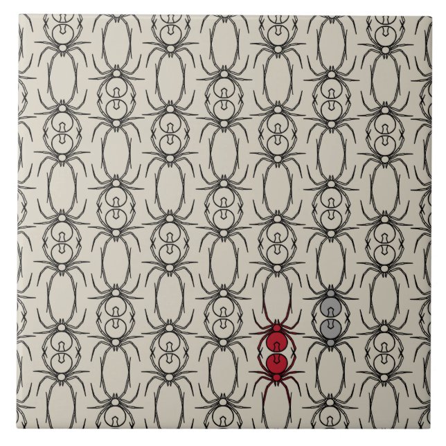 Azulejo De Cerâmica Aranhas - Branco Osso e Preto Bato (Frente)