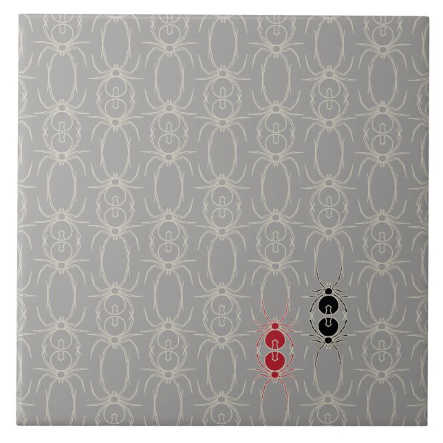 Azulejo De Cerâmica Aranhas - Cinzas fantasma e branco ósseo (Frente)
