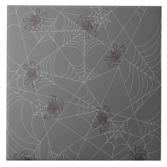 Azulejo De Cerâmica Aranhas do Dia das Bruxas e abóboras (Frente)