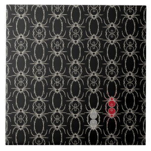 Azulejo De Cerâmica Aranhas - Preto Bastante e Branco Osso