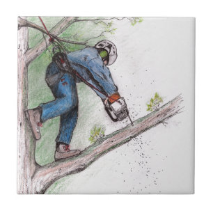 Azulejo De Cerâmica Arborist do cirurgião de árvore