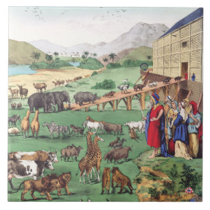Azulejo De Cerâmica Arca de Noé com animais