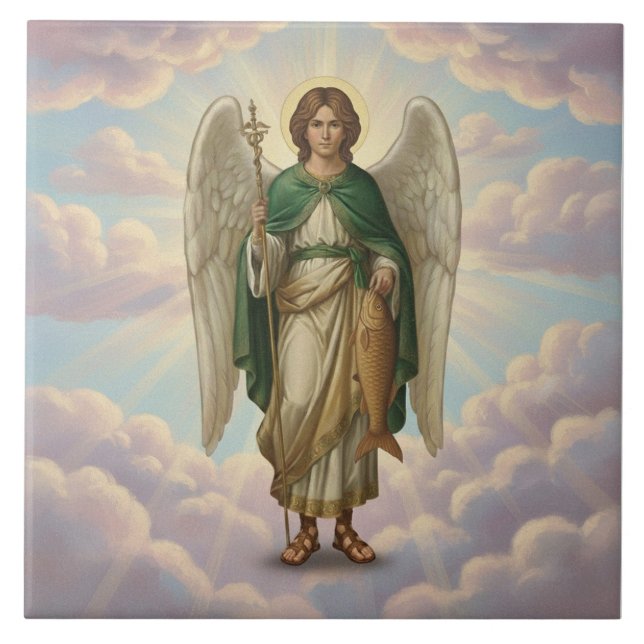 Azulejo De Cerâmica Arcanjo Anjo Rafael (Frente)