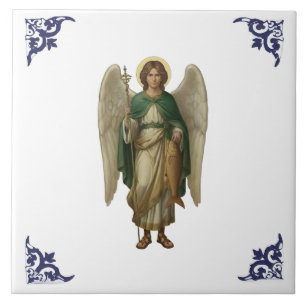 Azulejo De Cerâmica Arcanjo Rafael Anjo Arte Religiosa