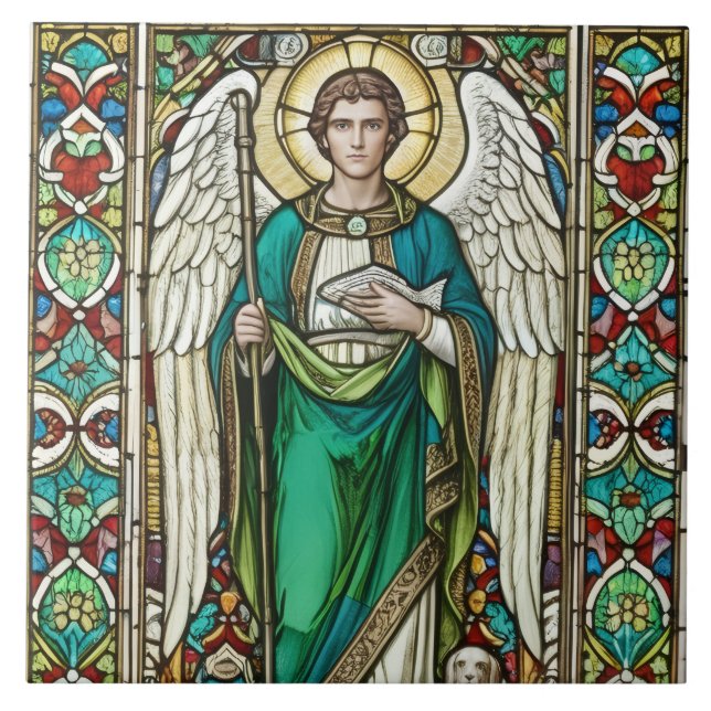 Azulejo De Cerâmica Arcanjo Rafael - Anjo Rafael (Frente)