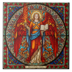 Azulejo De Cerâmica Arcanjo Uriel Anjo da Sabedoria & Iluminação