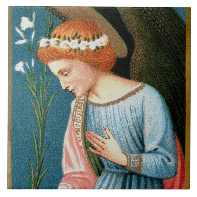 Azulejo De Cerâmica Archangel Gabriel, Anunciação do Lippi (Detalhe) (Frente)