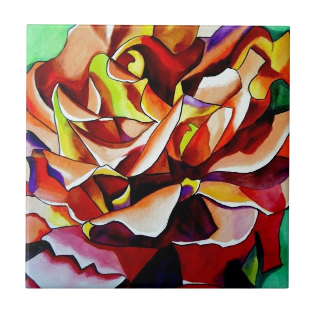 Azulejo De Cerâmica Arco-íris Arco-Íris Rosa com aquarela (Frente)