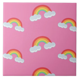 Azulejo De Cerâmica Arco-Íris Bonito com Padrão de Nuvens