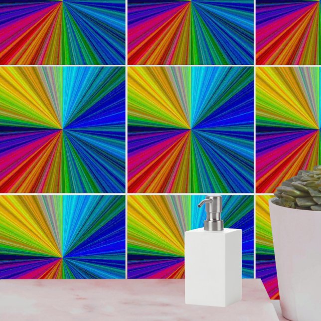 Azulejo De Cerâmica Arco-Íris com gradação circular (Circular Gradient Rainbow Tile)