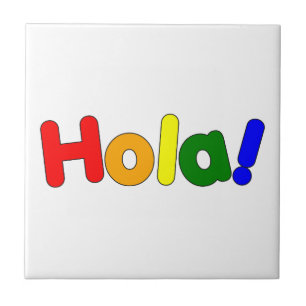 Azulejo De Cerâmica Arco-íris espanhol olá!: Íris Hola de Espanol