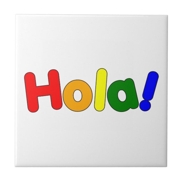 Azulejo De Cerâmica Arco-íris espanhol olá!: Íris Hola de Espanol (Frente)