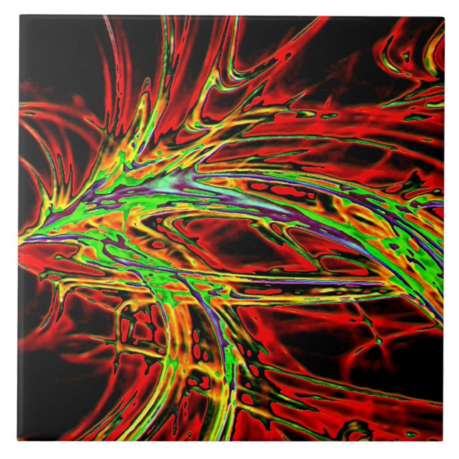 Azulejo De Cerâmica Arco-Íris iluminado de chamas (Frente)