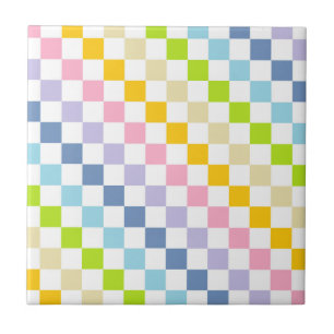 Azulejo De Cerâmica Arco-íris Pastel Xadrez