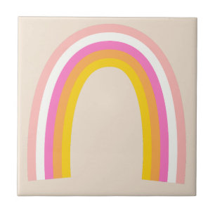 Azulejo De Cerâmica Arco-íris Retro Rosa Branco Azul Vermelho Laranja